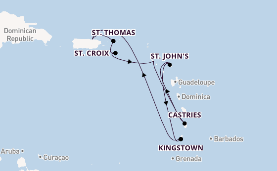 Caribbean vanaf San Juan, Puerto Rico met de Rhapsody of the Seas