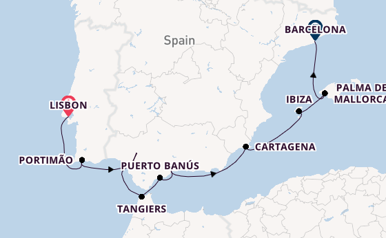 Western Mediterranean from Lisbon, Portugal with the Scenic Eclipse II