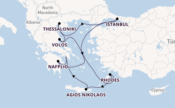 Eastern Mediterranean from Athens (Piraeus), Greece with the Silver Dawn