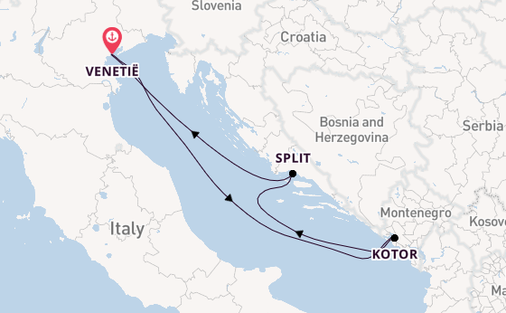 Middellandse Zee vanaf Venetië, Italië met de MSC Lirica
