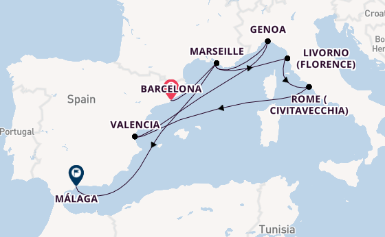 Western Mediterranean from Barcelona, Spain with the MSC Sinfonia
