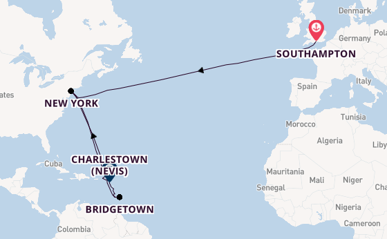 Transatlantic from Southampton, England with the Queen Mary 2