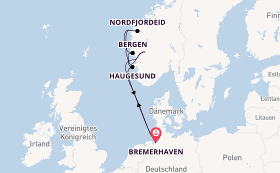 Norwegen ab Bremerhaven, Deutschland auf der Amera