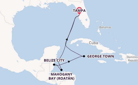Western Caribbean from Tampa, Florida, USA with the Radiance of the Seas