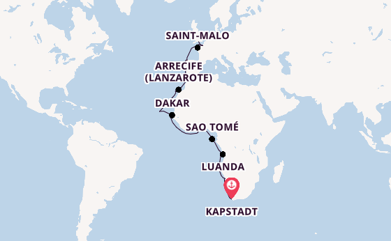 Afrika ab Kapstadt, Südafrika auf der Seabourn Quest
