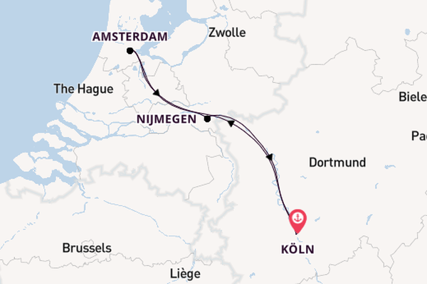 Rhein ab Köln, Deutschland auf der Aurelia
