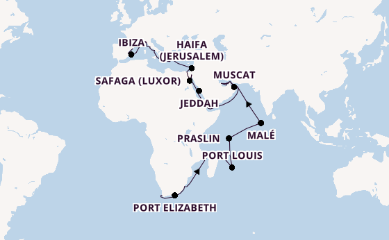 Mediterranean from Cape Town, South Africa with the Seven Seas Voyager