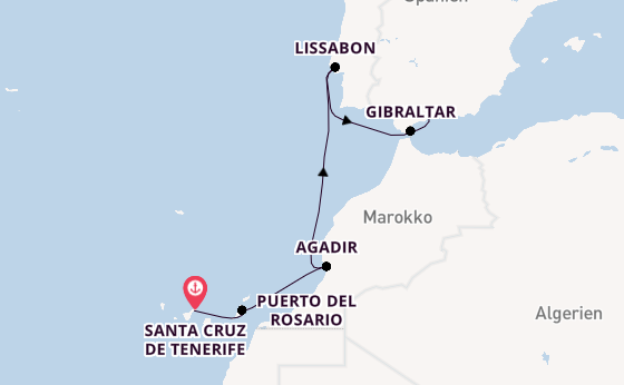 Kanarische Inseln ab Santa Cruz de Tenerife, Spanien auf der Azura