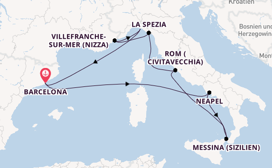 Westliches Mittelmeer ab Barcelona, Spanien auf der Celebrity Xcel