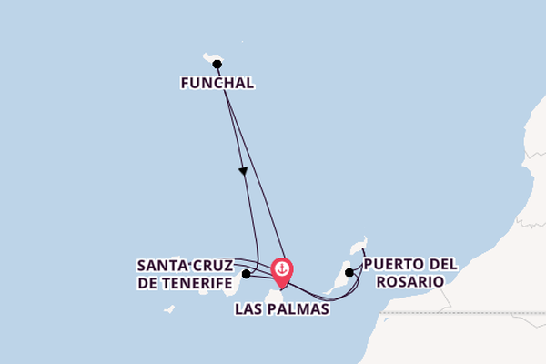 Canarische Eilanden vanaf Las Palmas, Gran Canaria, Spanje met de MSC Musica