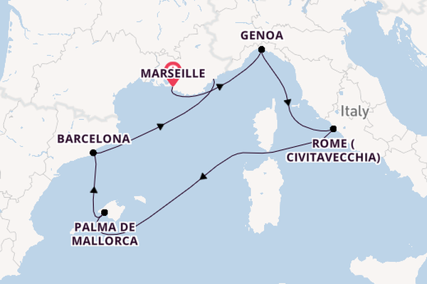 Western Mediterranean from Marseille, France with the MSC Seaview