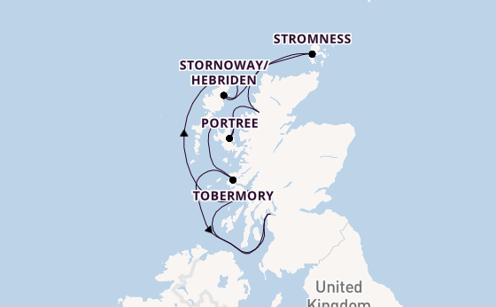 Schotland vanaf Greenock (Glasgow), Schotland met de Le Laperouse