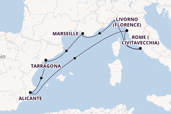 Western Mediterranean from Genoa, Italy with the MSC Splendida