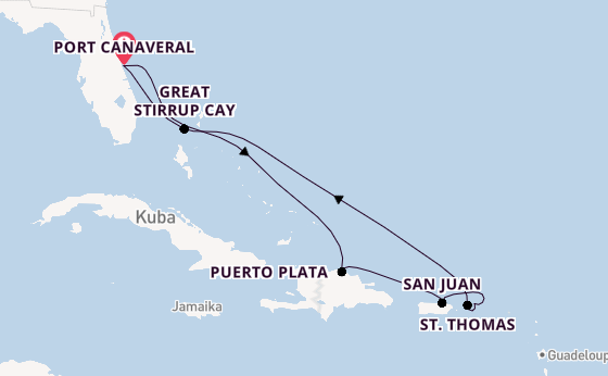 Karibik ab Port Canaveral, USA auf der Norwegian Getaway