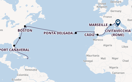 trans-Atlantisch vanaf La Romana, Dominicaanse Republiek met de Costa Fascinosa
