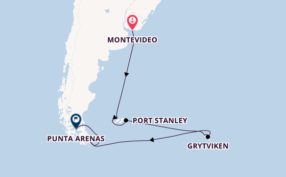 Südamerika ab Montevideo, Uruguay auf der MS Fram