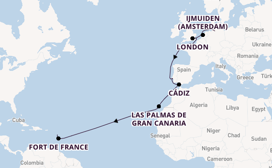 Southern Caribbean from Hamburg, Germany with the Costa Favolosa