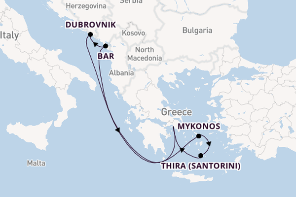 Oostelijke Middellandse Zee vanaf Athene (Piraeus), Griekenland met de Celebrity Infinity