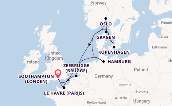 Engeland vanaf Southampton (Londen), Engeland met de Majestic Princess