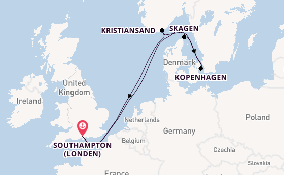 Engeland vanaf Southampton (Londen), Engeland met de Queen Anne