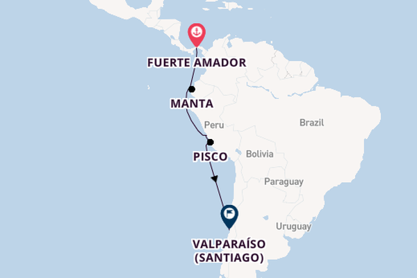South America from Fuerte Amador, Panama with the Azamara Quest