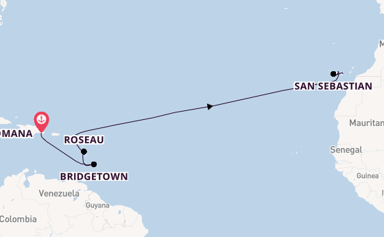 Caribbean vanaf La Romana, Dominicaanse Republiek met de Mein Schiff 4