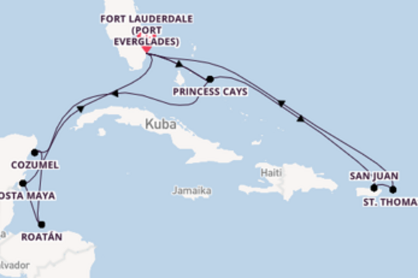 In 15 Tagen nach Fort Lauderdale (Port Everglades) über Costa Maya