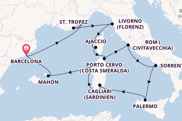 Westliches Mittelmeer ab Barcelona, Spanien auf der EXPLORA II