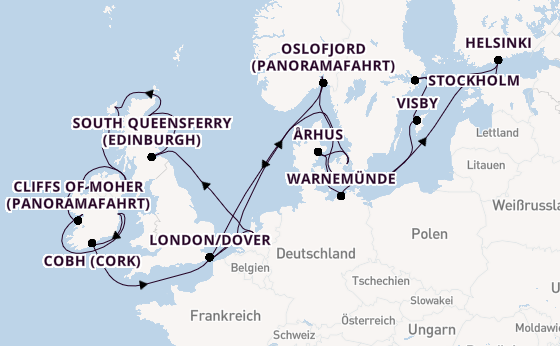 Britische Inseln ab Rotterdam, Niederlande auf der Nieuw Statendam