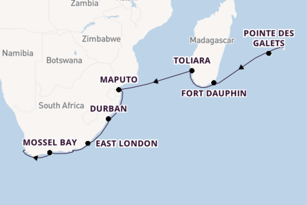 Afrika vanaf Port Louis, Mauritius met de Seven Seas Voyager