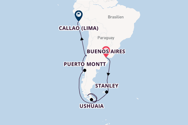 Südamerika ab Buenos Aires, Argentinien auf der Seven Seas Mariner