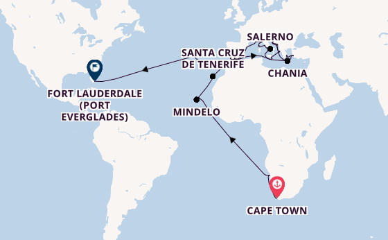 Transatlantic from Cape Town, South Africa with the Coral Princess