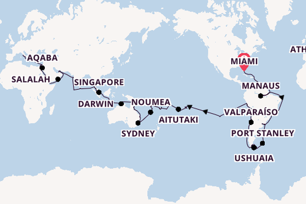 Wereldreizen vanaf Miami, Verenigde Staten met de Seven Seas Mariner