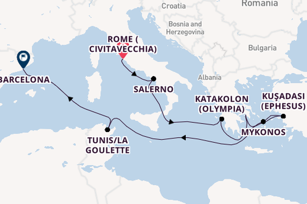 Mediterranean Sea from Rome (Civitavecchia), Italy with the Carnival Sunshine
