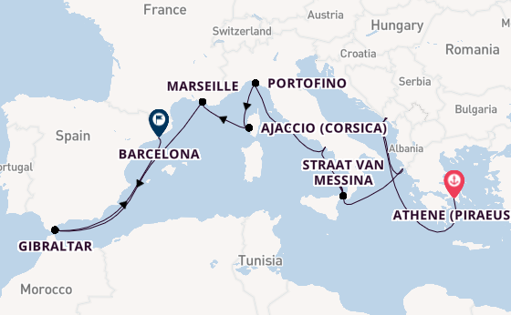 Middellandse Zee vanaf Athene (Piraeus), Griekenland met de Oosterdam