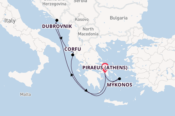 Eastern Mediterranean from Piraeus (Athens), Greece with the Scarlet Lady