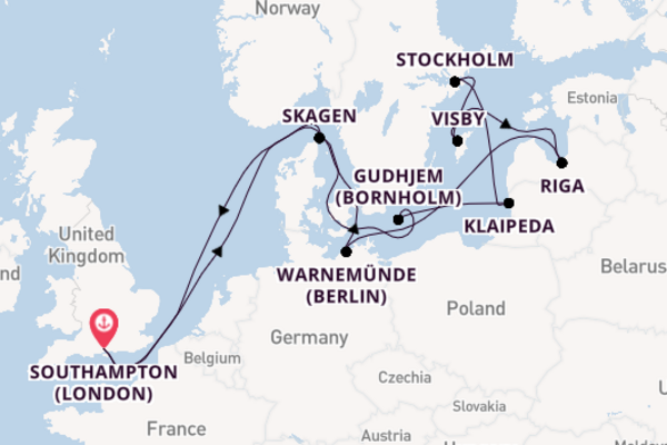 British Isles from Southampton (London), England, United Kingdom with the Arcadia