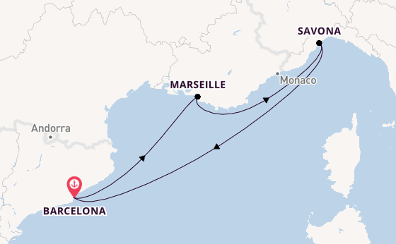 Western Mediterranean from Barcelona, Spain with the Costa Favolosa