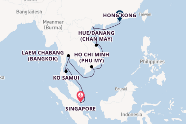 Southeast Asia from Singapore, Singapore with the Celebrity Solstice