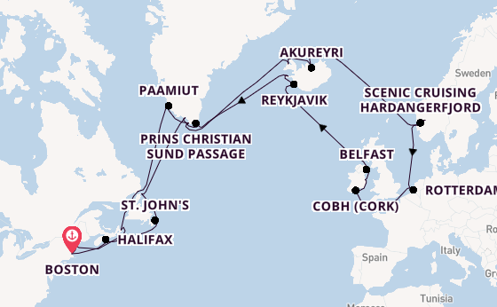 trans-Atlantisch vanaf Boston, Verenigde Staten met de Volendam