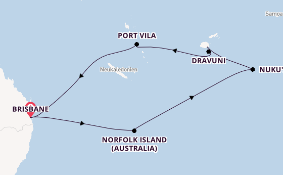 Südsee ab Brisbane, Australien auf der Carnival Encounter
