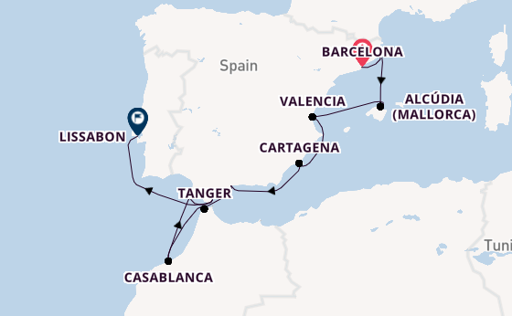 Westelijke Middellandse Zee vanaf Barcelona, Spanje met de Silver Spirit