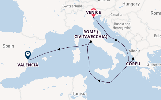 Western Mediterranean from Venice, Italy with the MSC Lirica