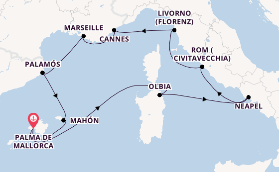 Westliches Mittelmeer ab Palma de Mallorca, Spanien auf AIDAstella