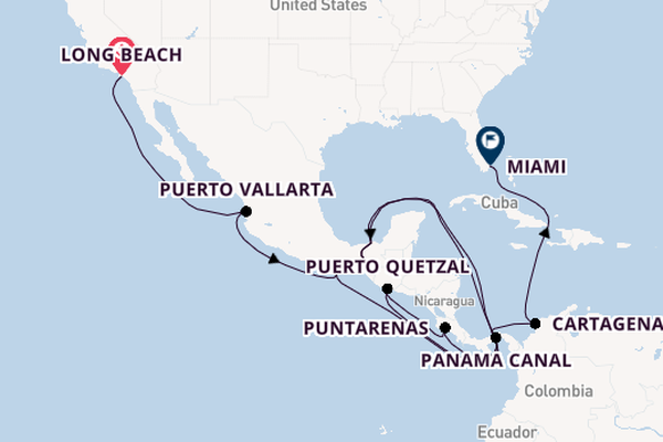 Central America from Long Beach, California, USA with the Seabourn Quest