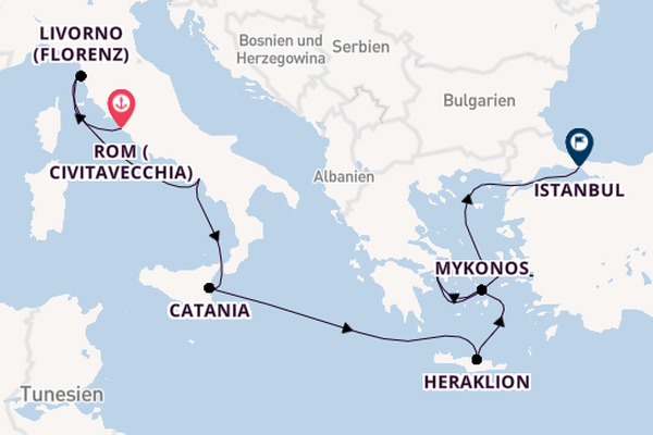 Mittelmeer ab Civitavecchia (Rom), Italien auf der Norwegian Viva