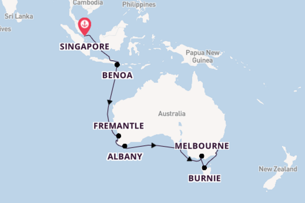 Australië vanaf Singapore, Singapore met de Norwegian Spirit