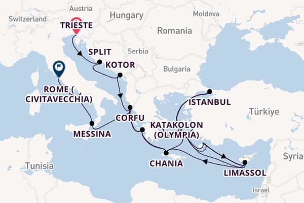 Eastern Mediterranean from Trieste, Italy with the Enchanted Princess