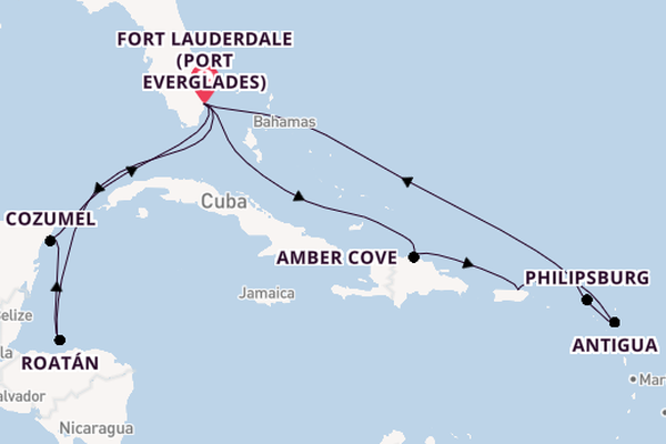 Caribbean from Fort Lauderdale (Port Everglades), Florida, USA with the Majestic Princess