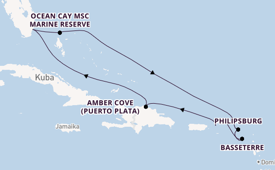 Karibik ab Miami auf der MSC Seashore
